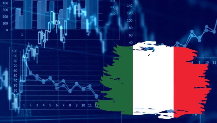 Un grafico e in basso a destra la bandiera italiana